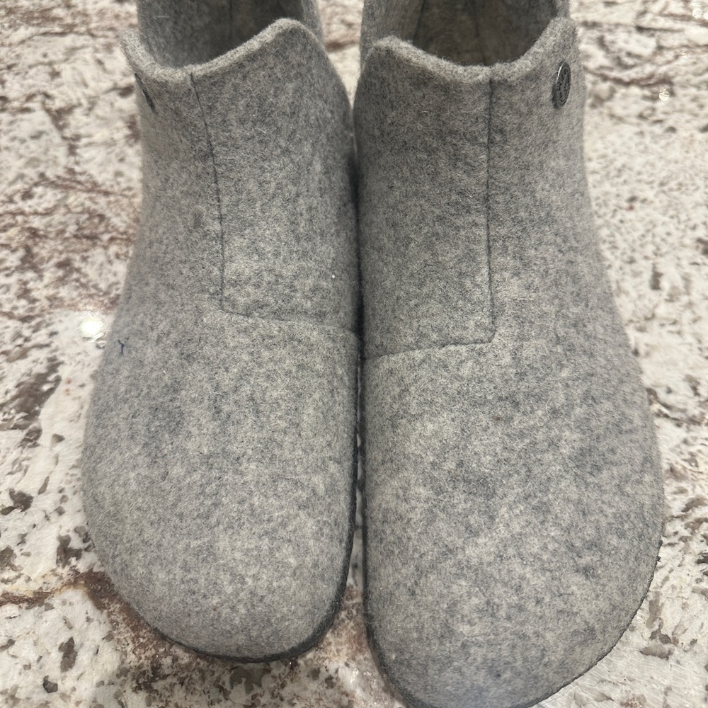 BIRKENSTOCK Shoes Slippers W 9 Andermatt Shearling Light Grey Wool Felt